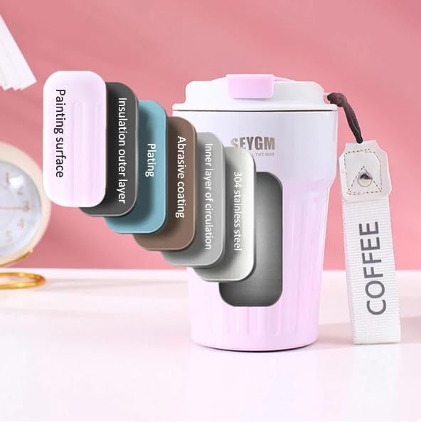 Coffee Cup Stainless Steel Gradient Colour High Quality Three layer Hot and Cold (383-9)
