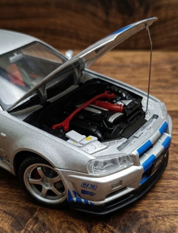 Big 1:18 Fast & Furious Car Nissan Skyline GTR R34 Paul Walker Famous Car In Diecast Official licence model car TM (1900-460)