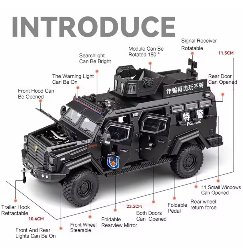 1:24 Diecast Swordtooth Tiger Police armored car (1900-320)