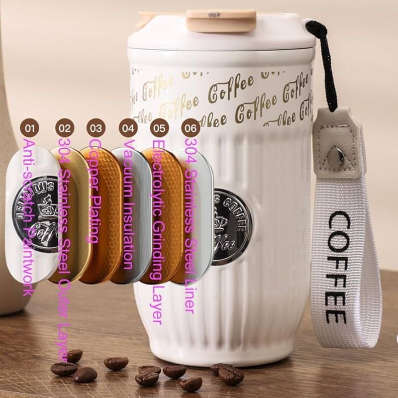 Pink Vacuum Insulated Coffee Mug Leek proof 18/8 grade stainless steel (383-10)