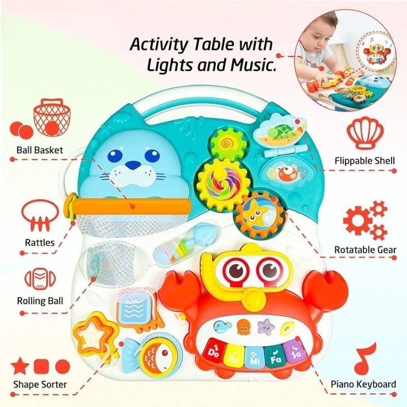 4in1 Sit-to-Stand Learning Walker & Kick & Play Piano Gym Mat Toy Baby Push Stroller with Musical Activity Center Floor Mat Early Educational Toy Gift for Boys Girls KT(HE0827)