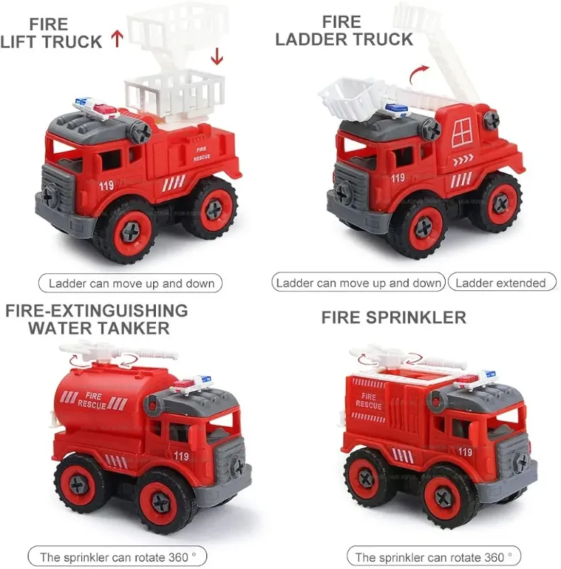 DIY Fire Fighting Truck Screw Vehicles toys high quality (290B-3)