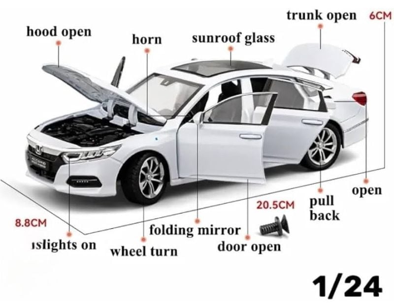 1/24 Scale Honda Accord Diecast Sound Light Gift Toy car (CZ608A)
