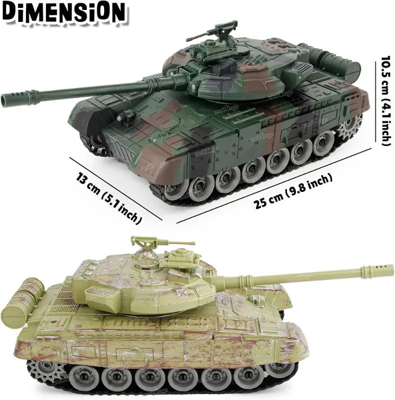 Remote Control 360 Rotating Turret Army Battle Tank for Boys with Light & Sound, Military Tank for Your Kids (DH666-68B)