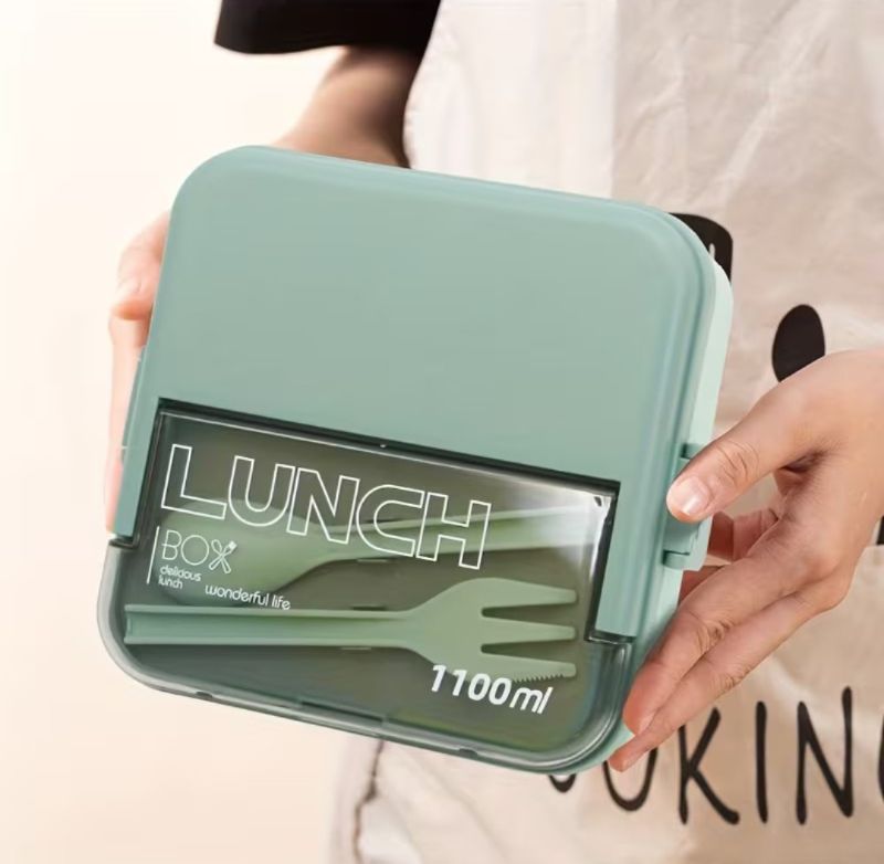 High quality Lunch Box with Utensils, Sealing Clip, 1100ml Large Capacity Portable Bento Box for Office Workers and Students (MN935-2)