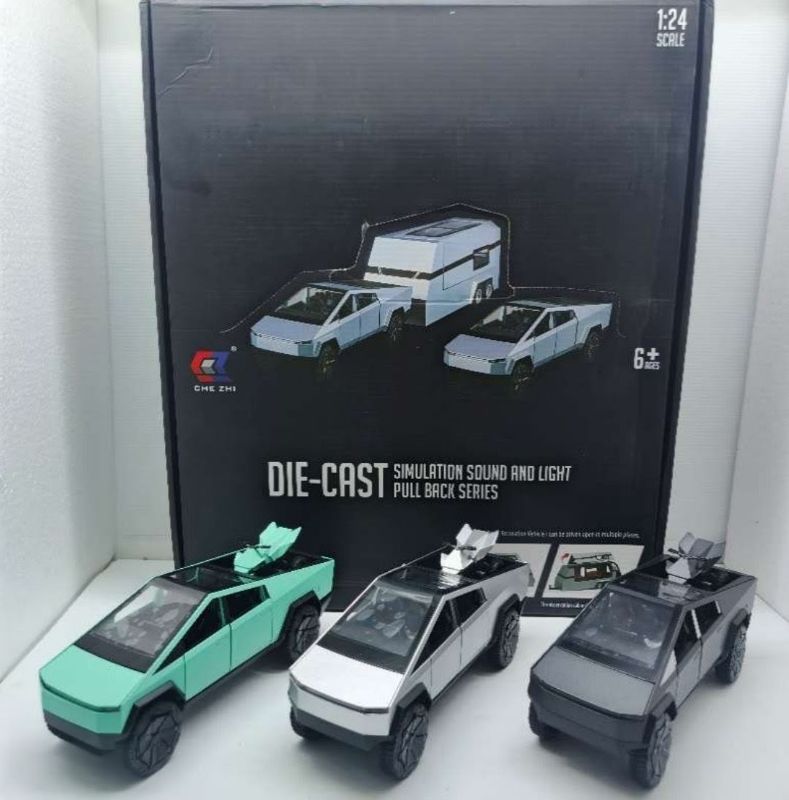 1:24 Tesla Cybertruck with motorcycle Diecast car model (B2424)