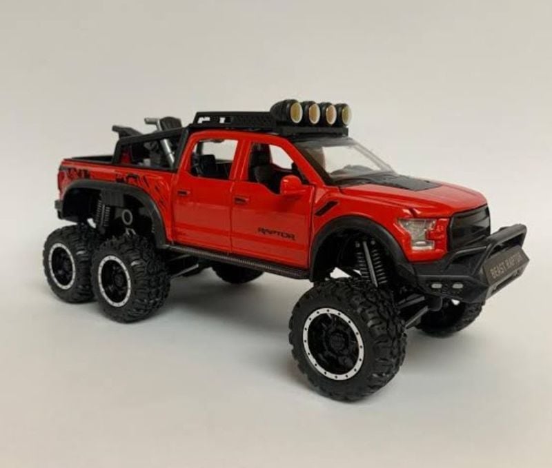 1:24 Diecast Ford F-150 Raptor pickup truck with motorcycle toy car pull back (CZ24A)