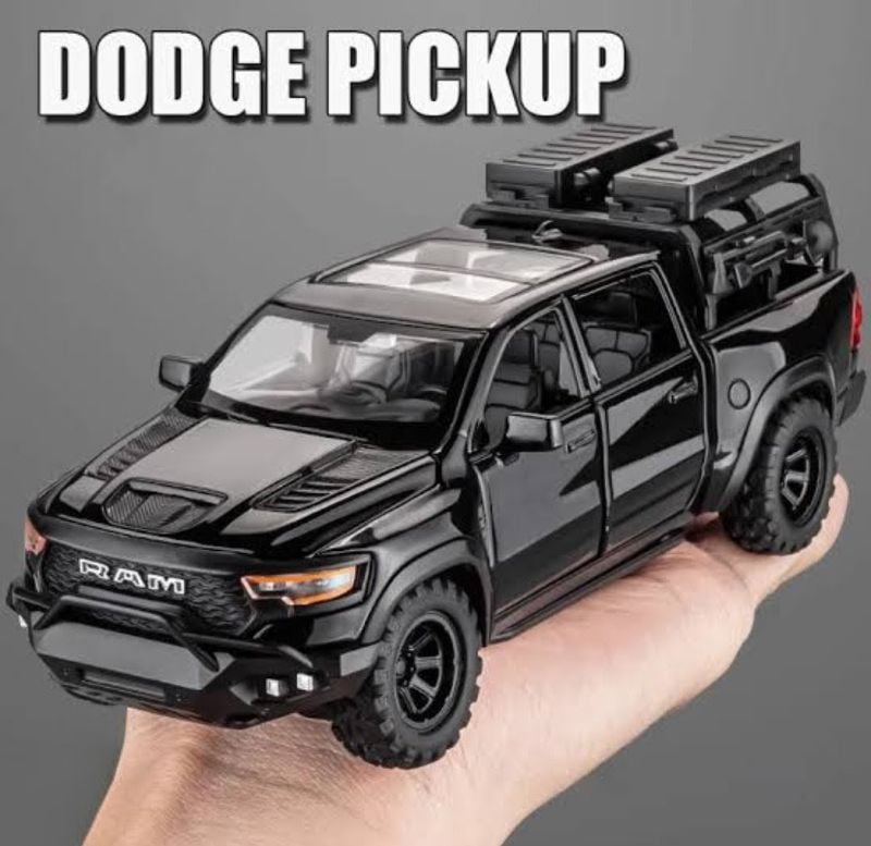 1:32 Scale Diecast Doge Ram 1000 pickup truck sounds light open sides (B477Z32N-A)