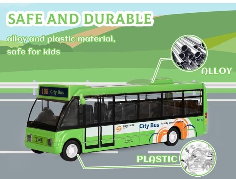 1:32 Scale Diecast City Bus / School bus for kids sound light (8969-14)