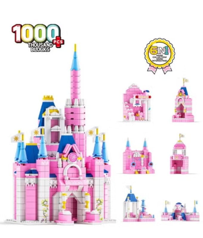 6-in-1 1000Pcs Princess Dream Castle Building Blocks Set | STEAM Kit for Kids | Educational DIY Toy for Kids (Age 6+)