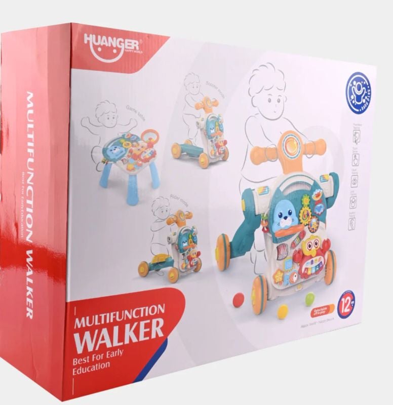 4in1 Sit-to-Stand Learning Walker & Kick & Play Piano Gym Mat Toy Baby Push Stroller with Musical Activity Center Floor Mat Early Educational Toy Gift for Boys Girls KT(HE0827)