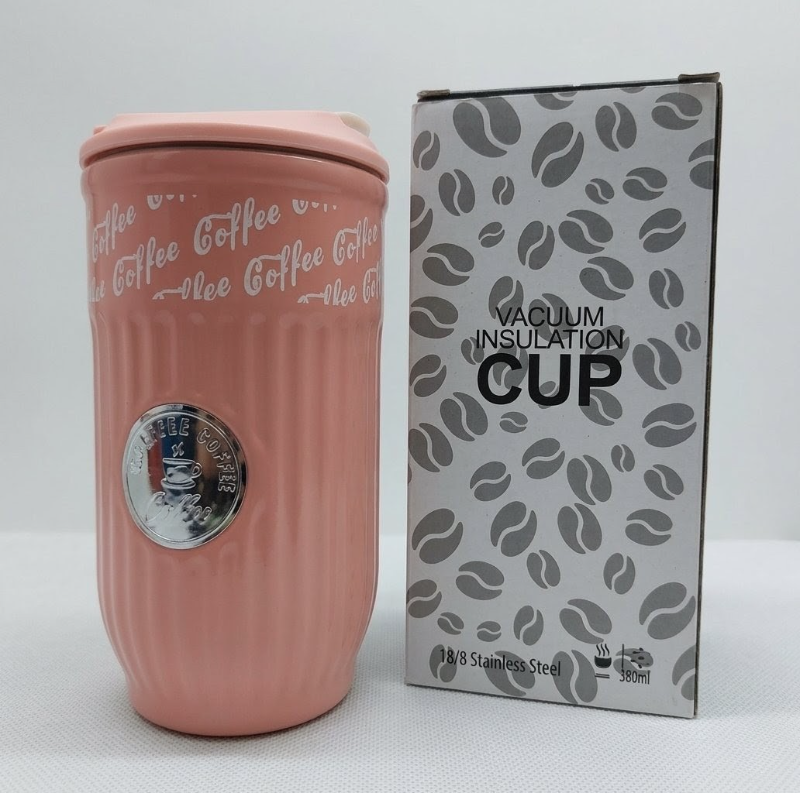 Pink Vacuum Insulated Coffee Mug Leek proof 18/8 grade stainless steel (383-10)