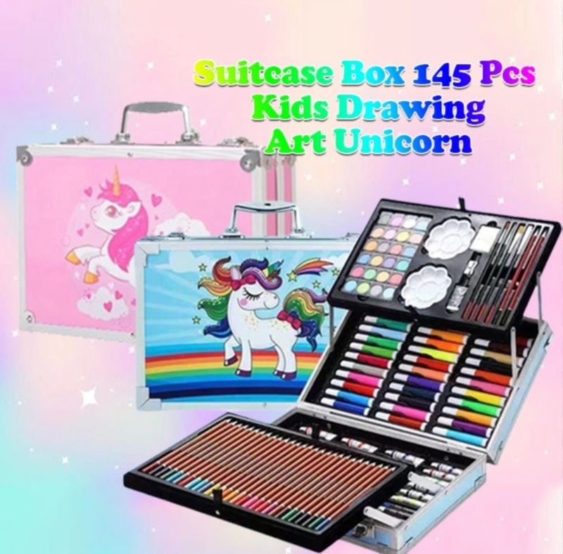 Big High quality Painting Art 145pcs Suitcase Drawing Art Painting Stationery Set Watercolor Pens Crayon Marker Drawing Painting Tools Birthday Gift KT (TTK-CB)
