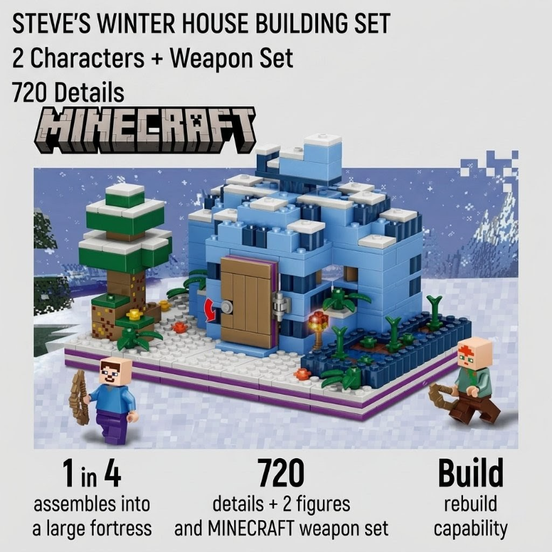 Minecraft My World Winter Building Block Lego Compatible 720+ pieces and Minecraft Figures KT (44117)