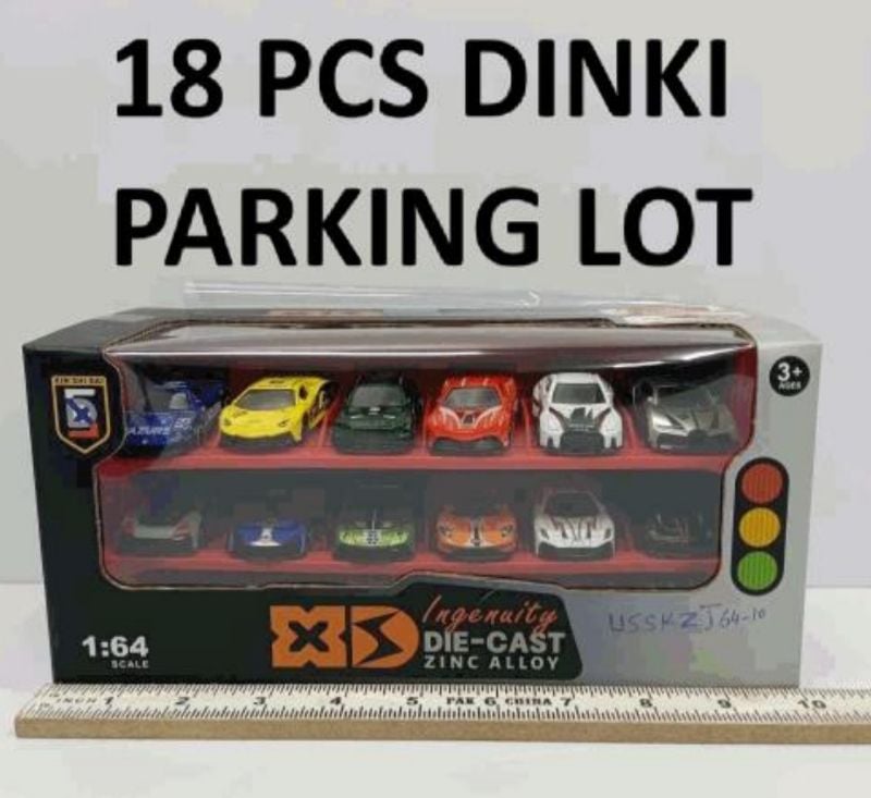 18 Pcs Die-Cast Sports Cars Set With Display Stand Parking lot (U5SKZJ64-10)