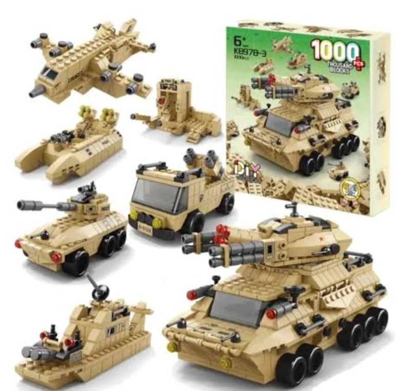 6-in-1 Military Tank Building Block Set Toys | STEAM Kit for Kids | Build Military Vehicles & Transporters (1000+ Pcs) | Birthday Gift for Boys & Girls KT (K8978-3)