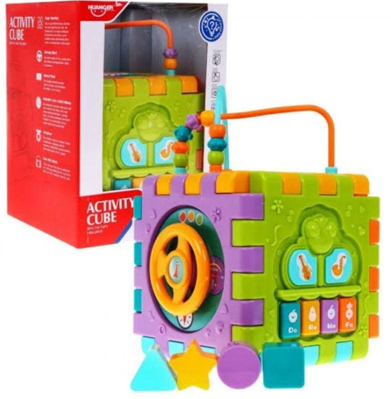 Toddler Educational Musical Activity Cube 6in1 play Set Attractive Colour Blocks Puzzle Piano Multi-function Battery Operate KT (HE0527)