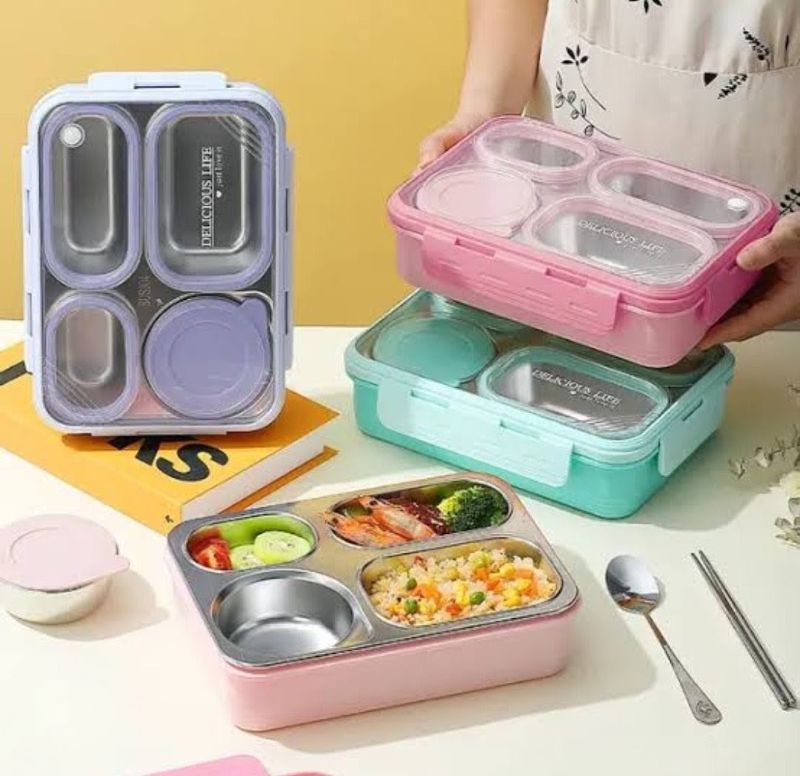 High grade Stainless Steel Leakproof 4 Compartment Lunch box Food storage box (HXD6755)