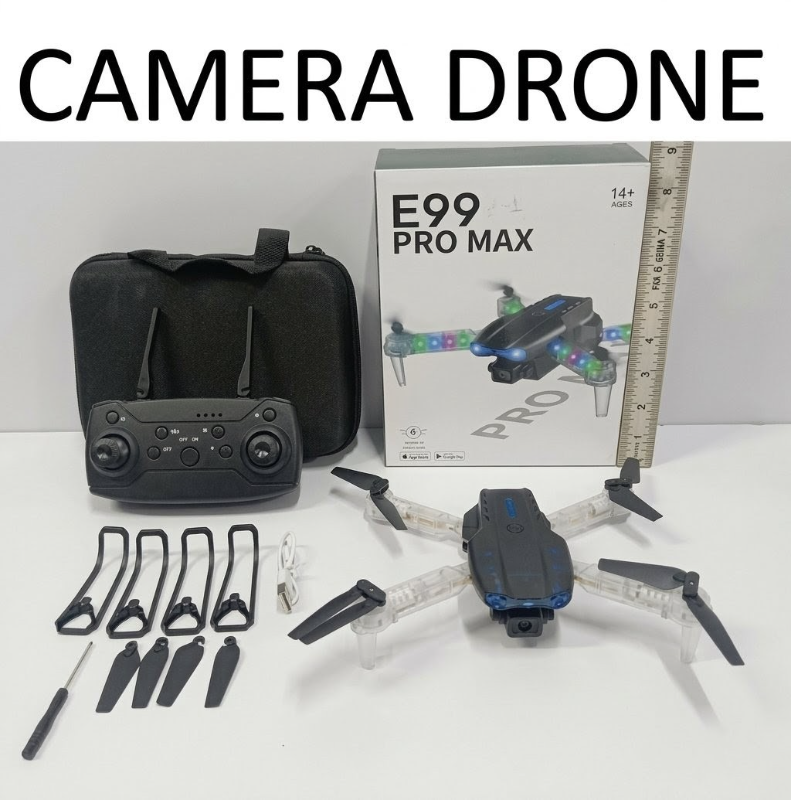 E99 PRO MAX DRONE, USB Charger, WIFI, Camera, Color Lights, 360 Rolling, Auto Return, One Click Control KT (E99D-3)