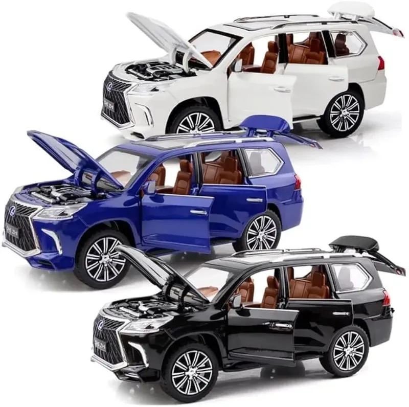 1:24 scale Toyota Lexus 570 diecast model car packaged in box open doors sound light real details collector car model TM