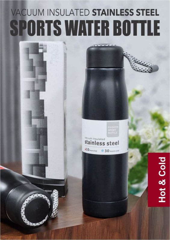 Hot & Cold Vacuum Rope Water Bottle High quality 18/8  stainless steel Hot 10 hours Cold 30 Hours 550 ML (16367-10)