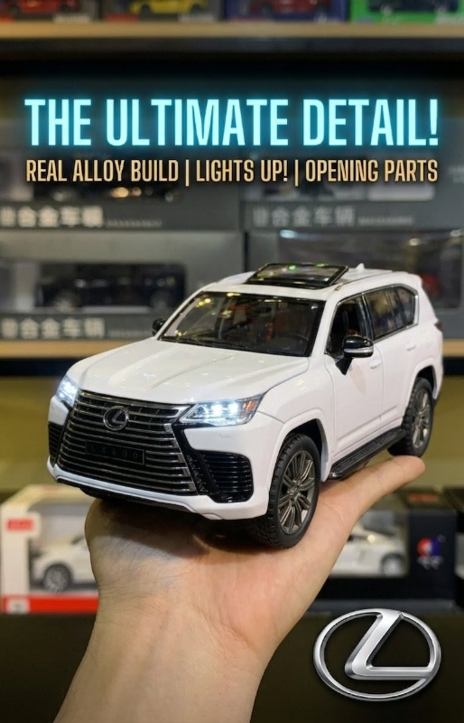 1:24 Toyota Lexus LX600 SUV Diecast model toy car in Black mirror openable doors KT(M345-1)