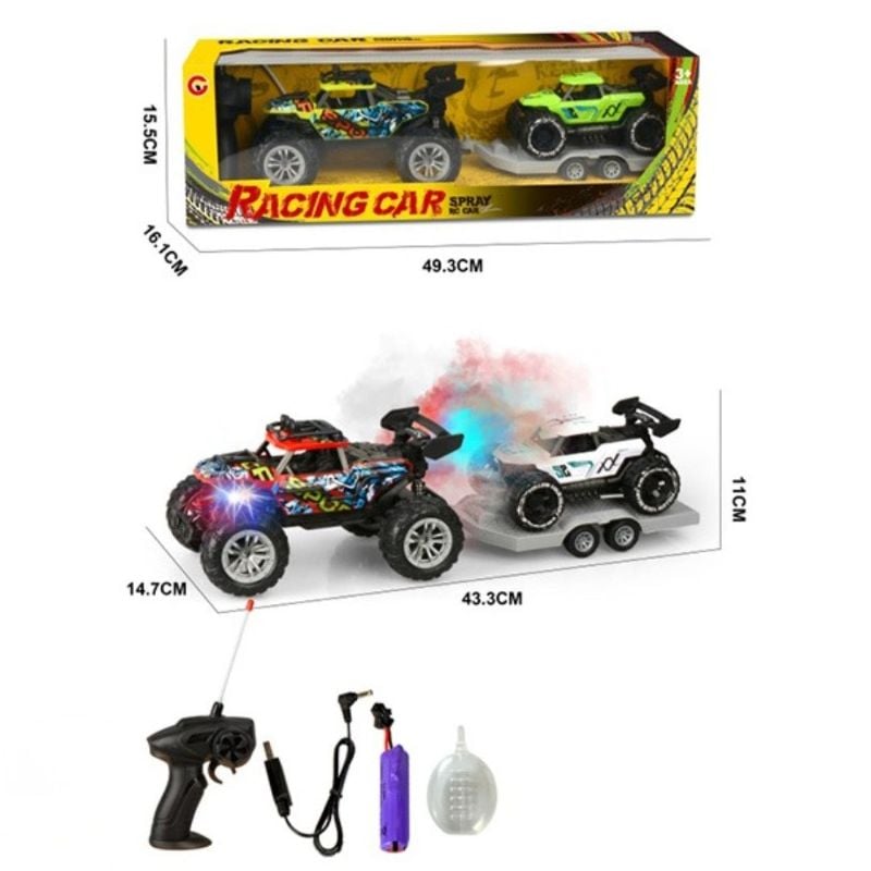 2 remote control (RC) monster truck Off road With spraying features (9633-11A)