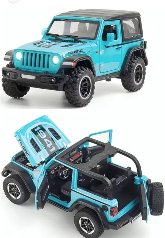 Jeep Wrangler Rubicon 1:24 Diecast open door hood toy car (DC24022)