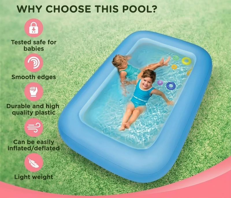Big Comfortable Bestway Aquababes Square Inflatable Swimming Pool with repair patch 2 kids space TM (51115)