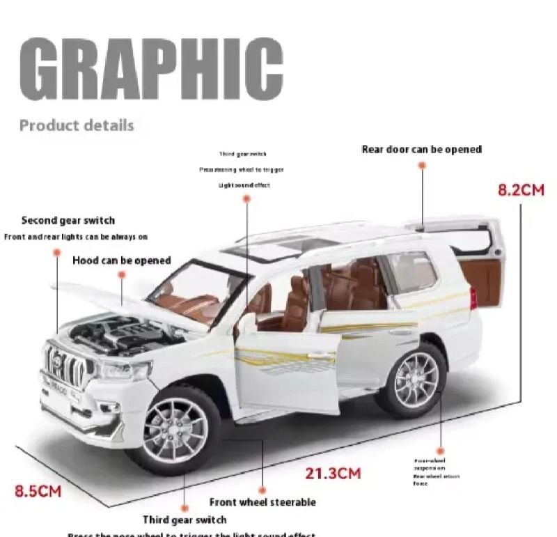 1:24 Toyota Land Cruiser Prado V8 with smoke Gift Toy for kids (CZ124A)