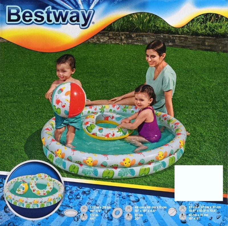 3in1 Double Ring Pool Bestway Play Pool Set With Ring Ball 48" x 8 TM(51124)