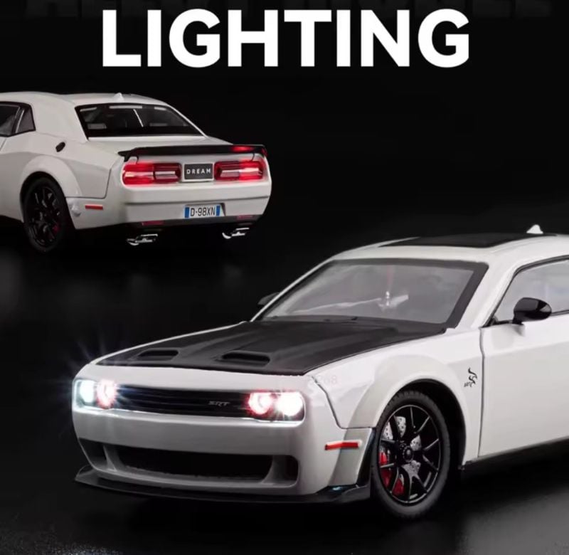 1:24 Scale Challenger Hellcat Charger 1970 Diecast Sound Light Pull Back for Kids (CZ172A)
