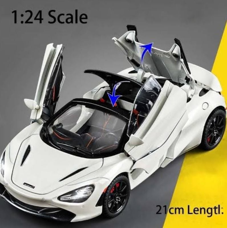 1:24 Scale Diecast McLaren 720s Alloy Car Model, Lights Up, Sounds, Open all sides, foldable mirror TM (CZ153AD)