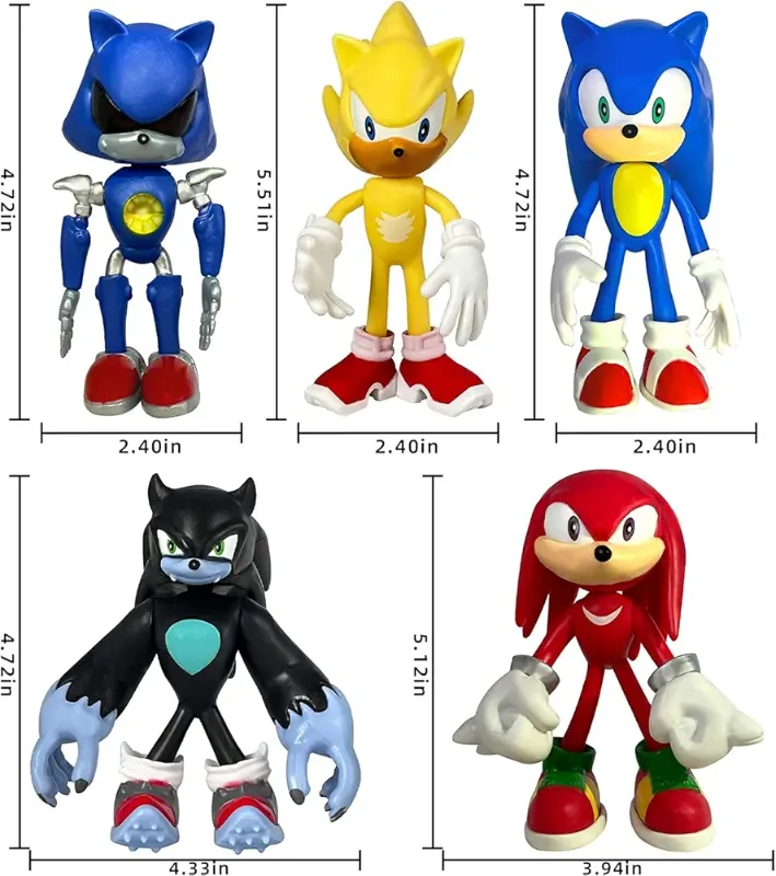 Famous Sonic the Hedgehog 6-Piece Action Figure Set Collector lovers kids best gift set KT (1158)