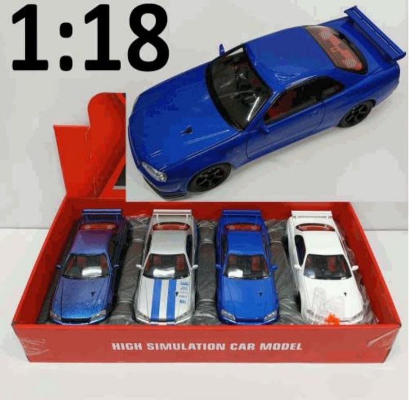 1:18 scale die-cast Nissan Skyline GT-R R34 model cars (1900-460)