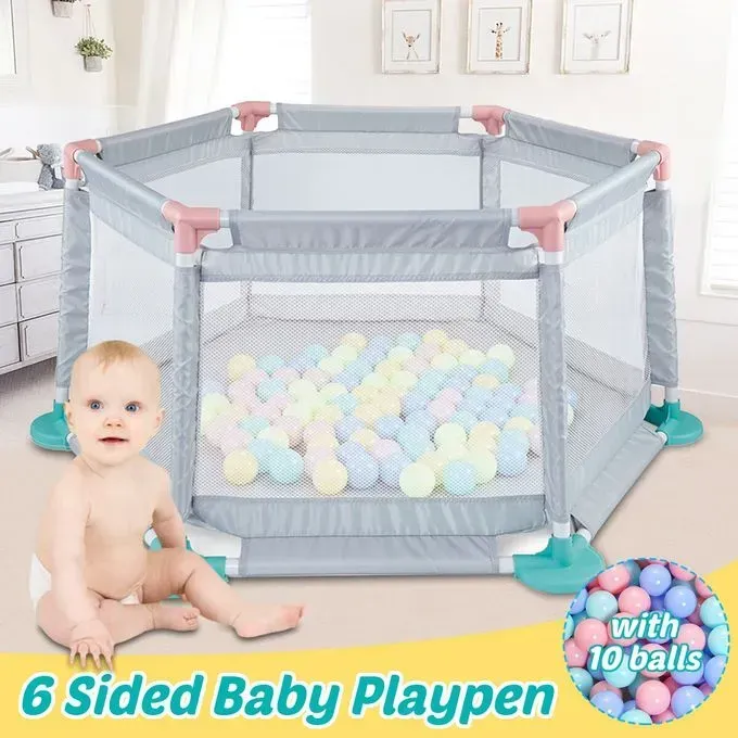 Toddler Safety Baby Fence With 10 Pcs Ocean Ball hexagonal playpen Play and Fun with secure KT(2019-5)