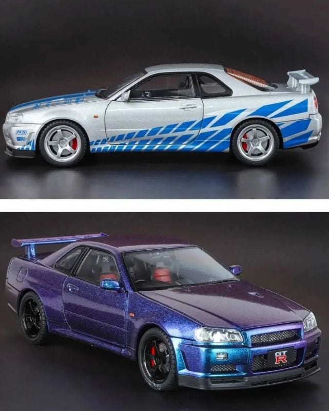 Jinlifang 1:24 scale Nissan Skyline R34 Diecast model car gift toy for children (1901-410)