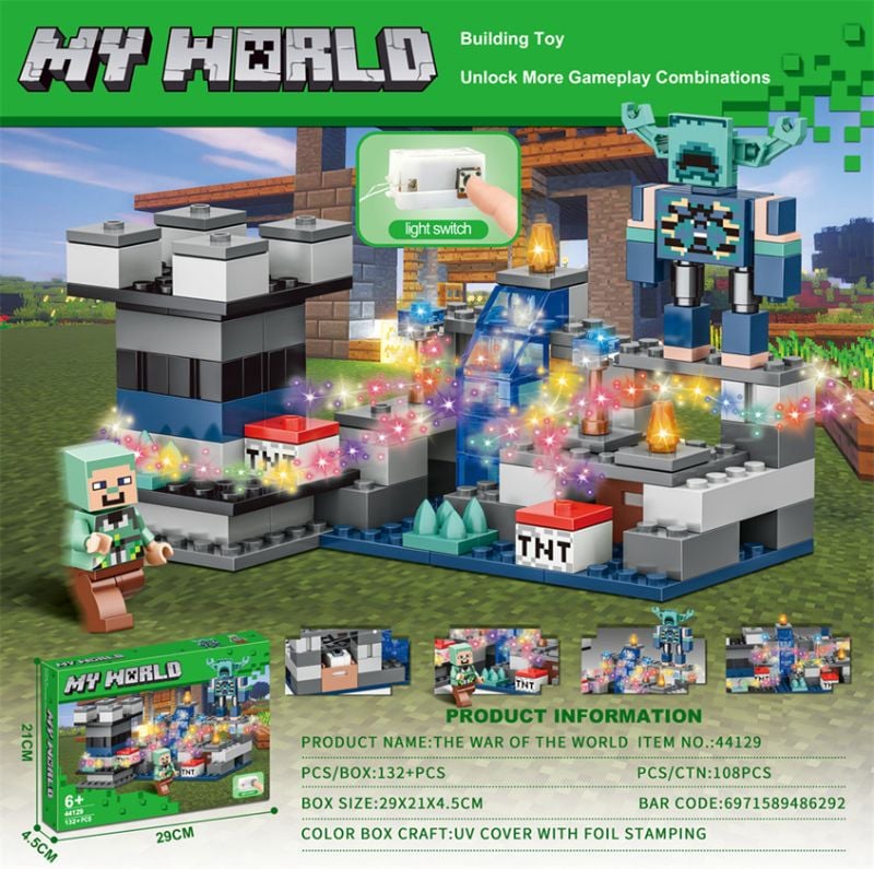 Minecraft My World Building Block Lego Compatible 132+ pieces and Minecraft Figures KT (44129)