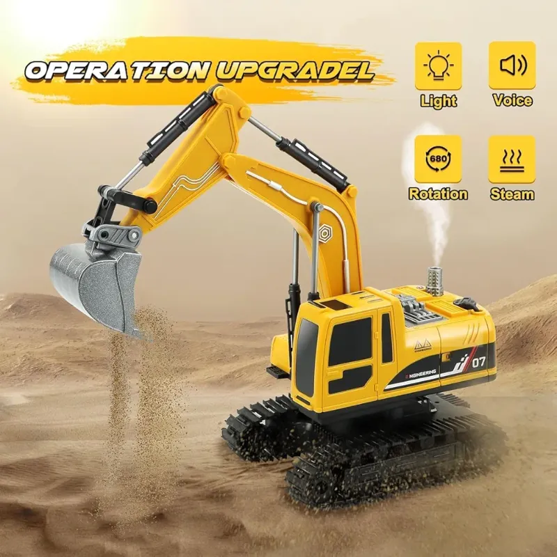 1:22 scale RC Excavator Models Toys Rechargeable Smoke with big trolley KT (671-2S)