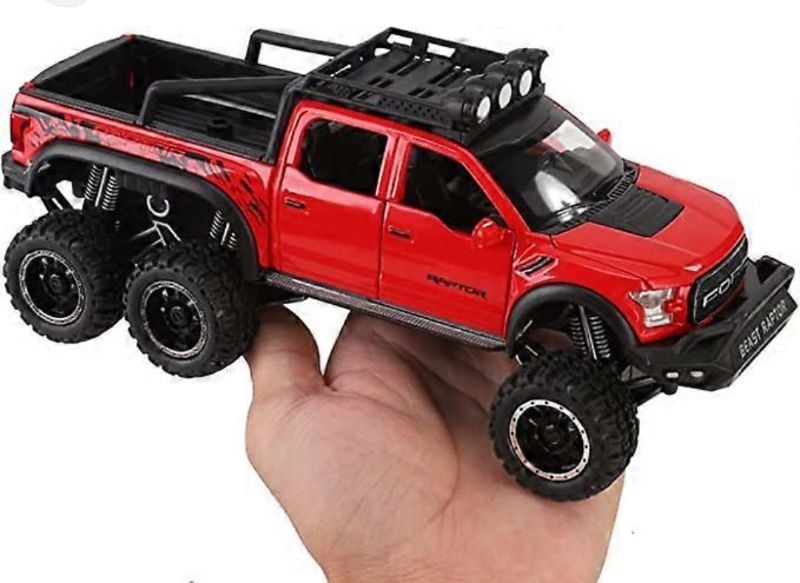 1:24 Diecast Ford F-150 Raptor pickup truck with motorcycle toy car pull back (CZ24A)