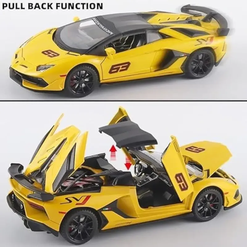 1:24 Scale Diecast Lamborghini Aventador SVJ 63 openable all sides sound light Gift car for Children and collectors lover TM