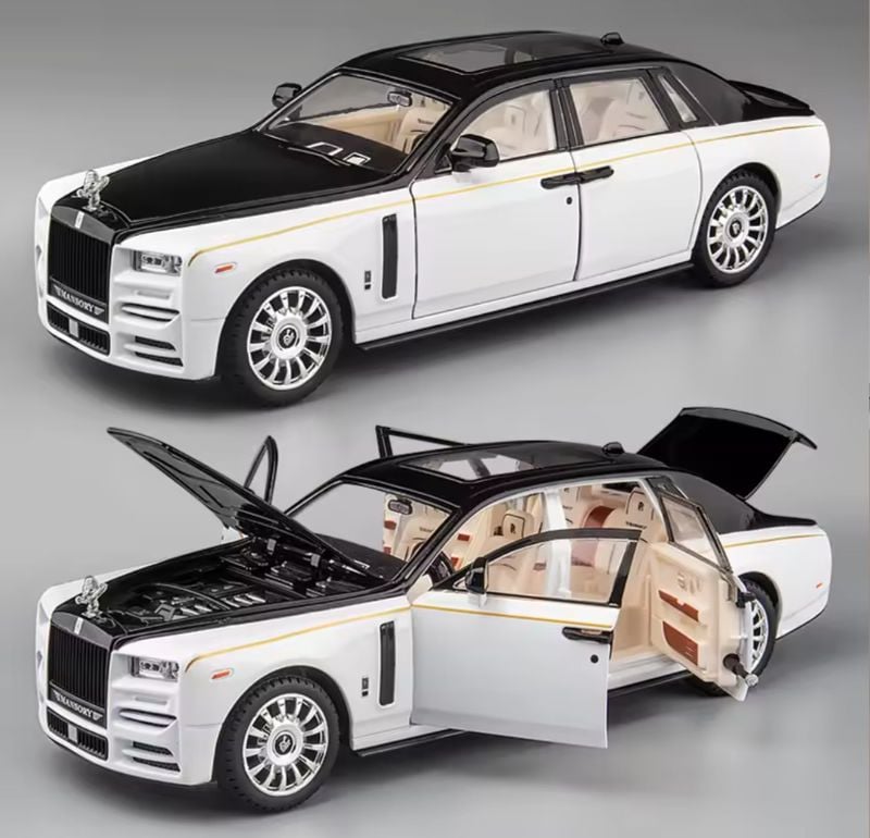 1:22 Rolls Royce Phantom Luxury die-cast alloy model car and toy vehicles, metal model car collection, simulation sound and light, gift for children TM