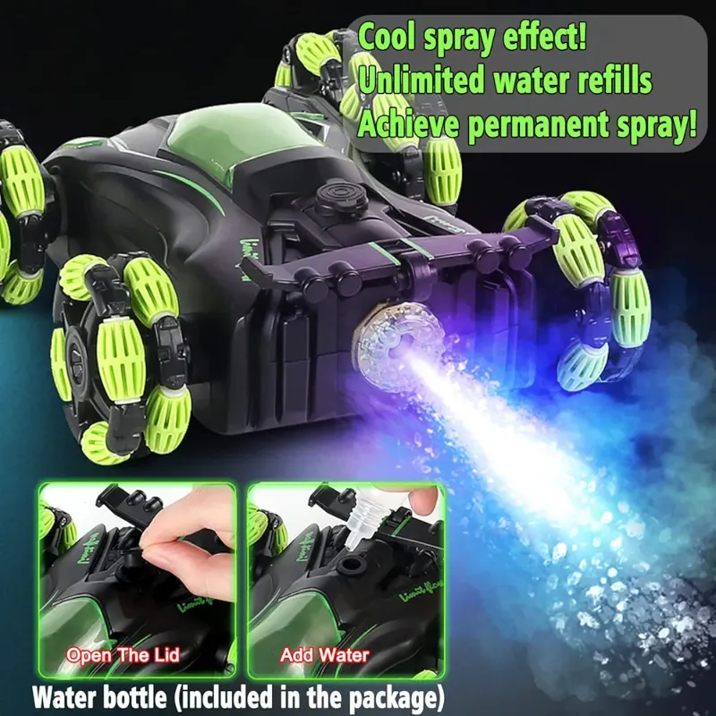 2.4GHZ 4WD 8 Wheels Stunt Remote Control Spray Truck High Speed and quality (S882)