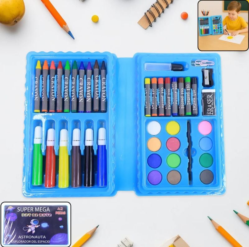 Young Artists 42-piece complete kids' art and craft stationery set Portable Nontoxic High quality KT (TH002)