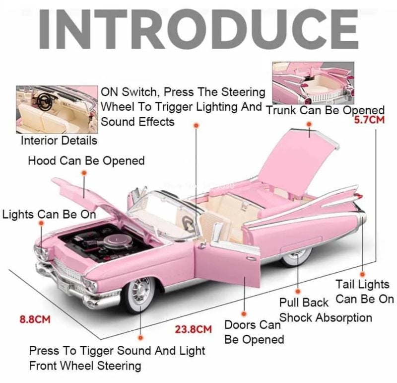 Vintage American 1959 Cadillac Eldorado Biarritz openable all sides Shock Working Steering Best Collector Car TM