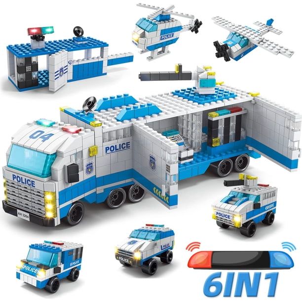 DIY Building Block 6in1 Build Your Own Ultimate City Police Station Adventure premium building bricks Set 1000 pieces KT (K8978-4)