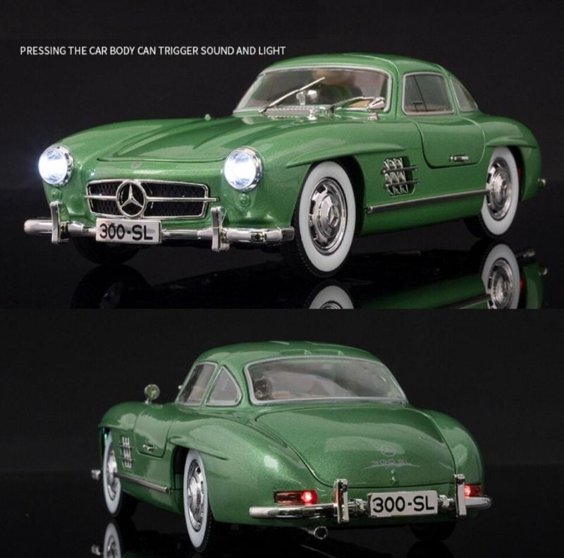 Diecast 300 SL Classic 1:24 Vintage Model Car Kids Toy and car model collection Light Sound Pullback Openable Door Cars TM (Multi Random Colour)