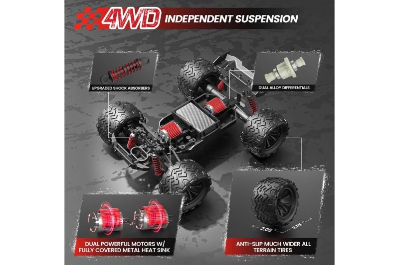 RC Subzero Dual Motor Bigfoot RC Truck, LEDs, Max 40km/h, Proportional Control, RTR (9500E)