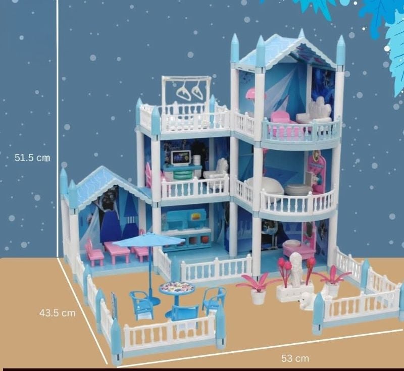 Dream Villa Multi Storey DIY Doll House Create Your Dream House Best Girls Gift Set With Accessories KT (GJJ046)