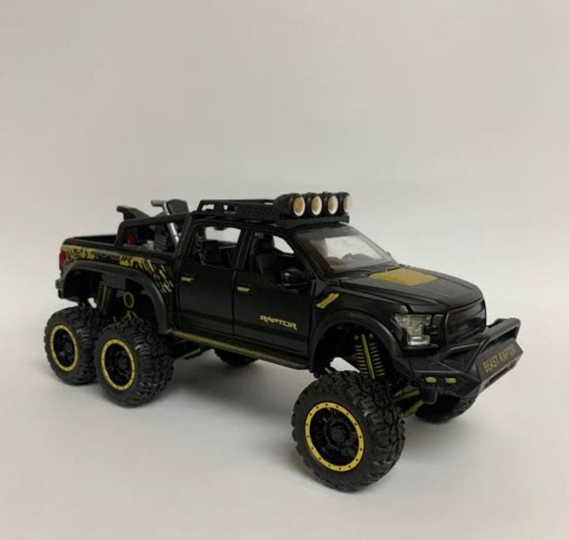 1:24 Diecast Ford F-150 Raptor pickup truck with motorcycle toy car pull back (CZ24A)